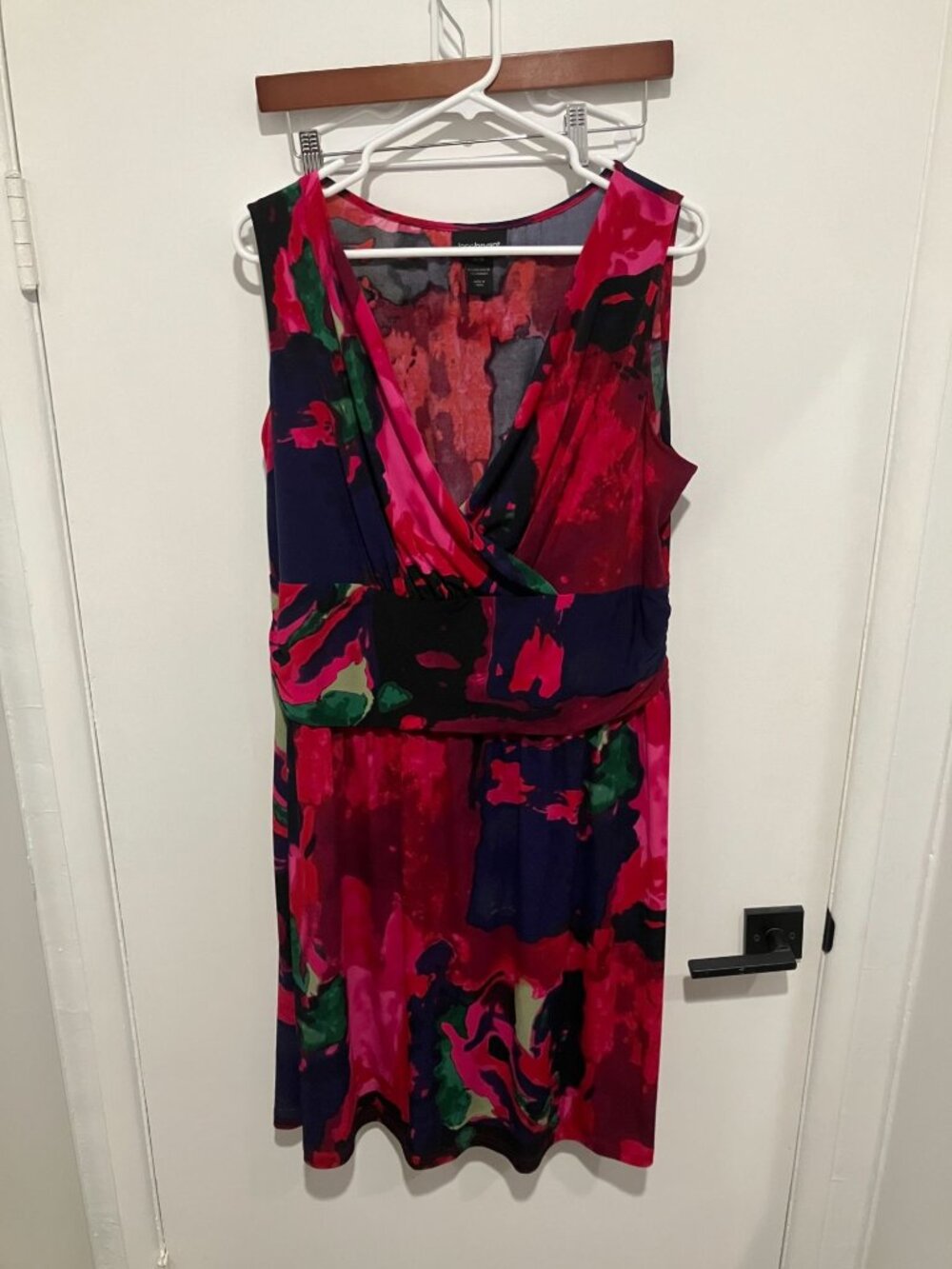 Lane Bryant Women's Sleeveless Faux-Wrap Floral Dress, Multicolor, Size 14/16